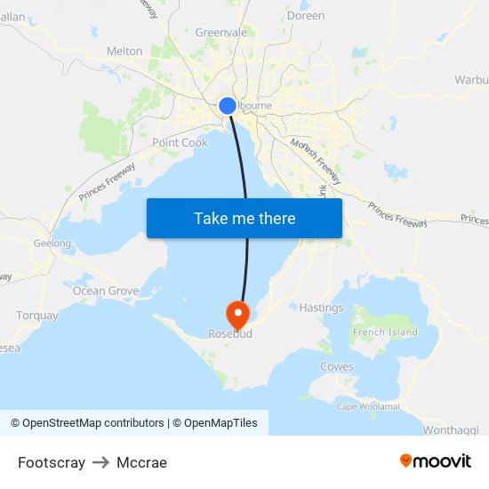 Footscray to Mccrae map