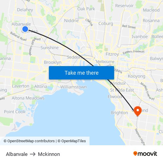 Albanvale to Mckinnon map