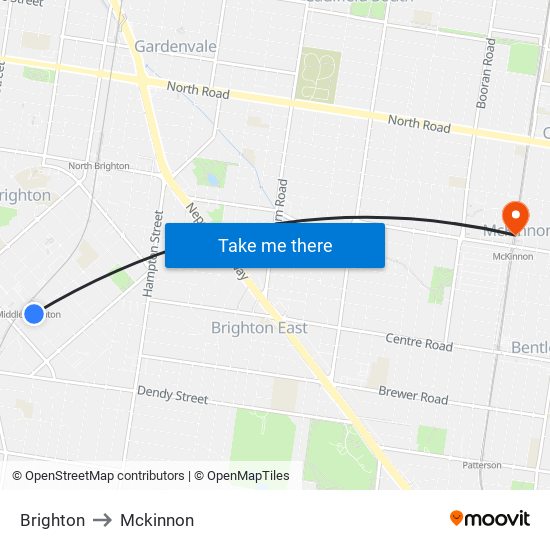 Brighton to Mckinnon map