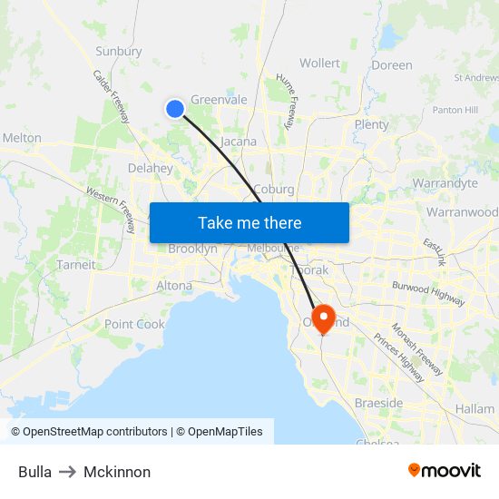 Bulla to Mckinnon map