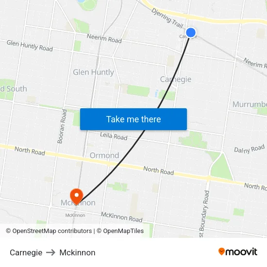 Carnegie to Mckinnon map