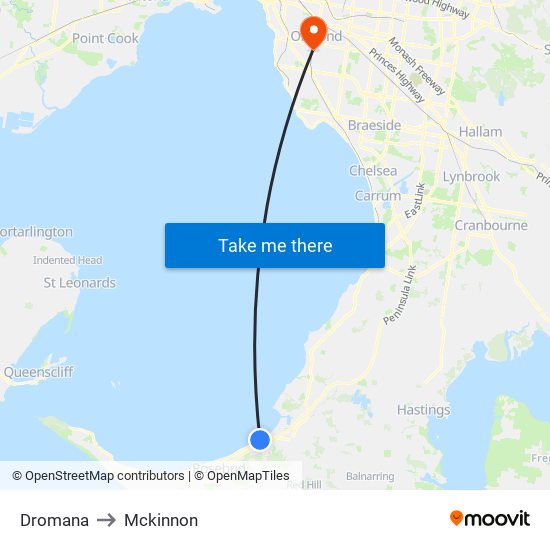 Dromana to Mckinnon map