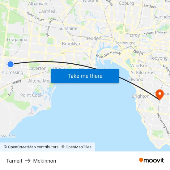 Tarneit to Mckinnon map