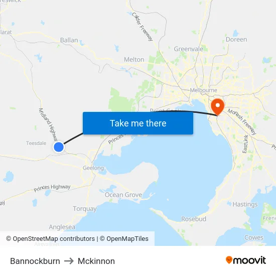 Bannockburn to Mckinnon map