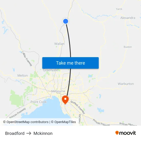 Broadford to Mckinnon map