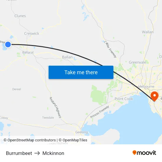 Burrumbeet to Mckinnon map