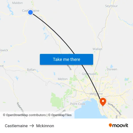 Castlemaine to Mckinnon map