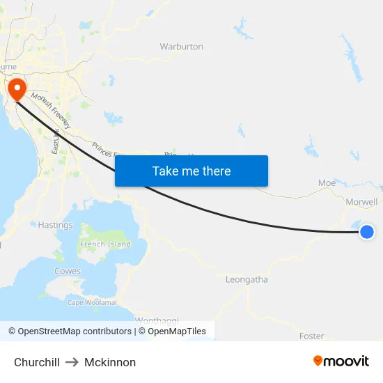 Churchill to Mckinnon map