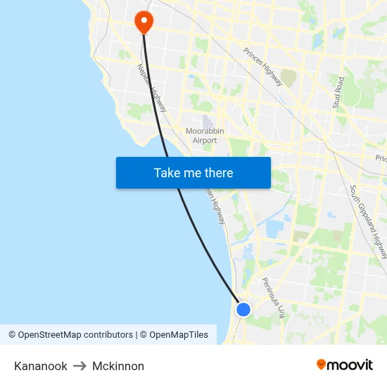 Kananook to Mckinnon map