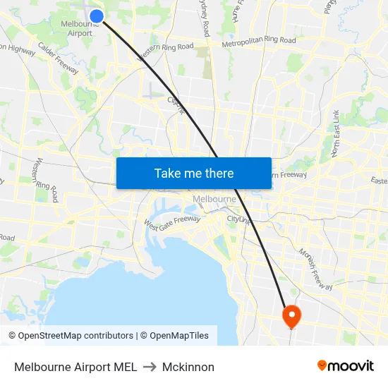 Melbourne Airport MEL to Mckinnon map