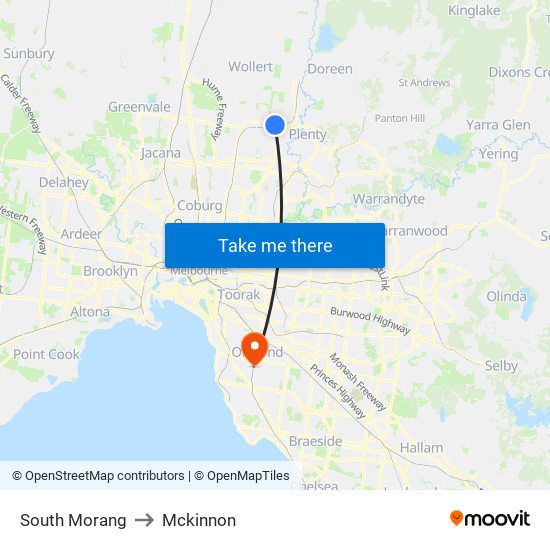 South Morang to Mckinnon map