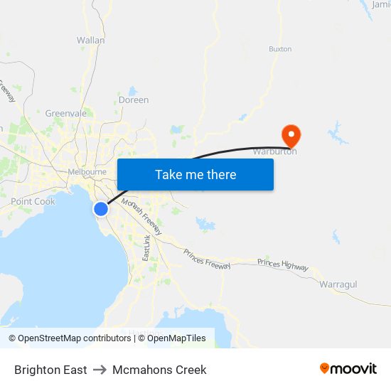 Brighton East to Mcmahons Creek map