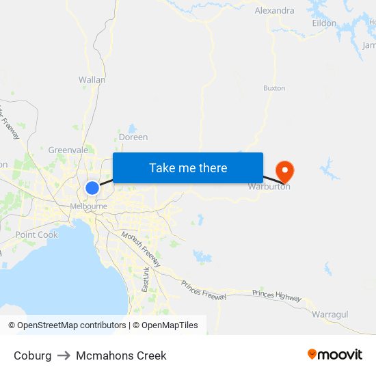 Coburg to Mcmahons Creek map