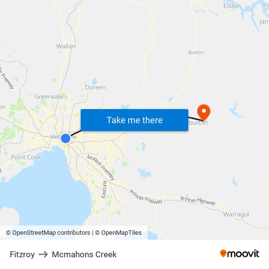Fitzroy to Mcmahons Creek map