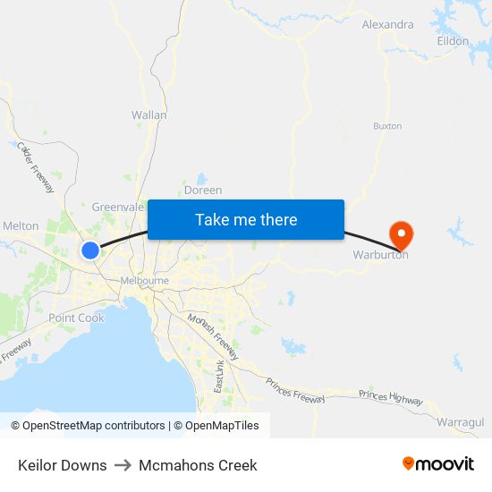 Keilor Downs to Mcmahons Creek map