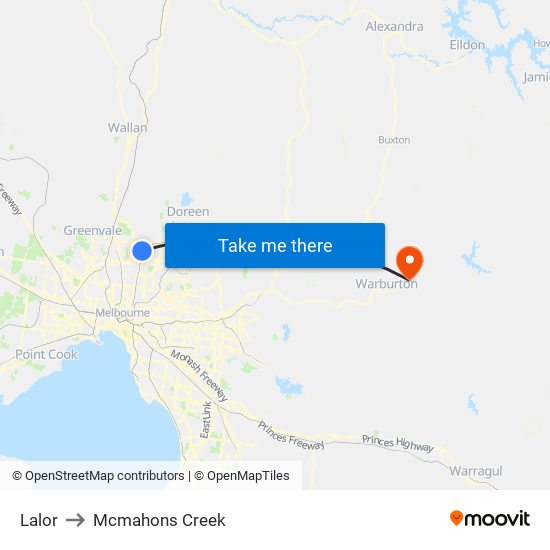 Lalor to Mcmahons Creek map