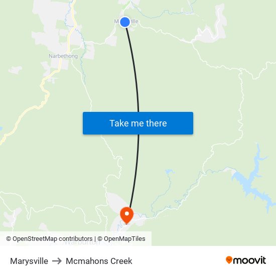 Marysville to Mcmahons Creek map