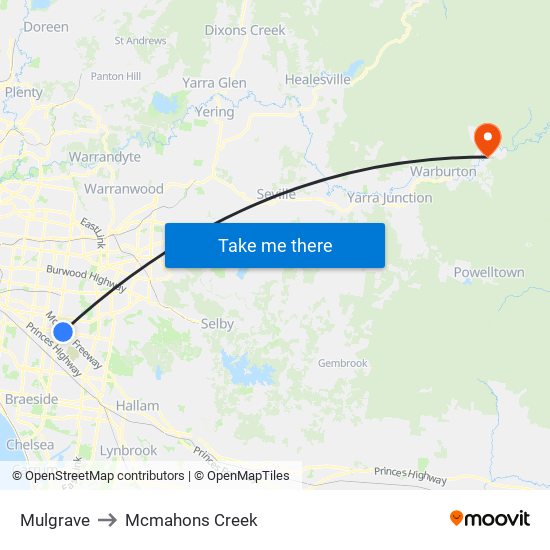 Mulgrave to Mcmahons Creek map