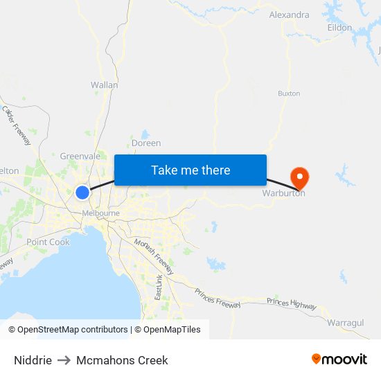 Niddrie to Mcmahons Creek map