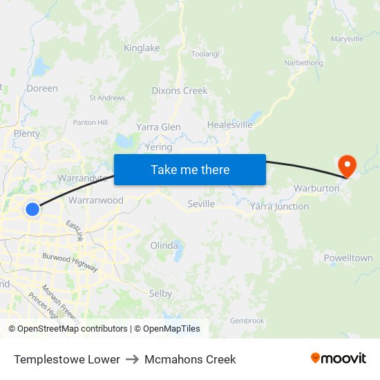 Templestowe Lower to Mcmahons Creek map