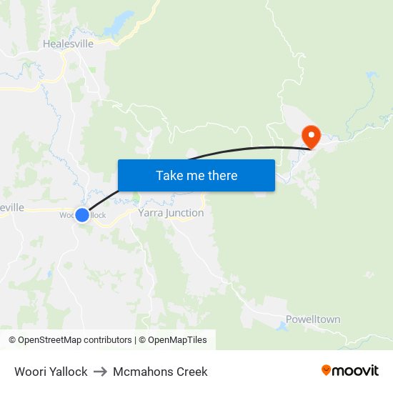 Woori Yallock to Mcmahons Creek map