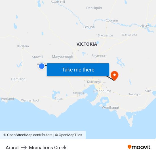 Ararat to Mcmahons Creek map