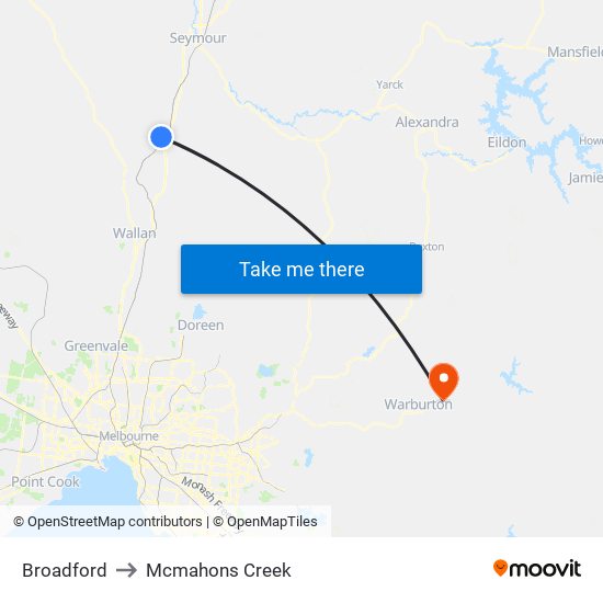 Broadford to Mcmahons Creek map