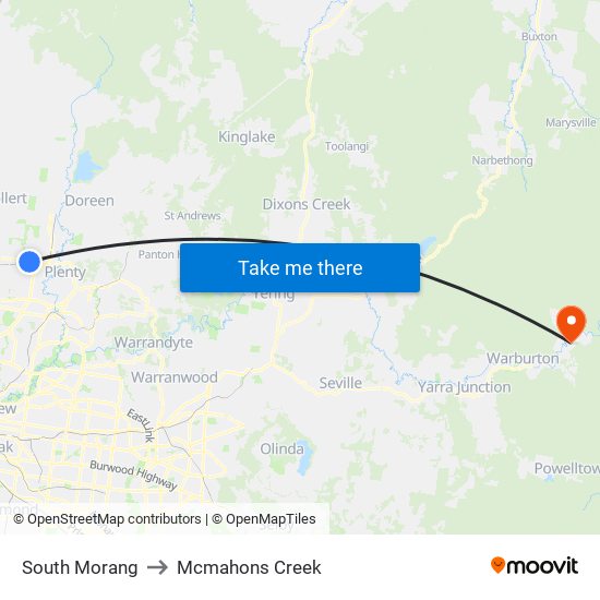 South Morang to Mcmahons Creek map