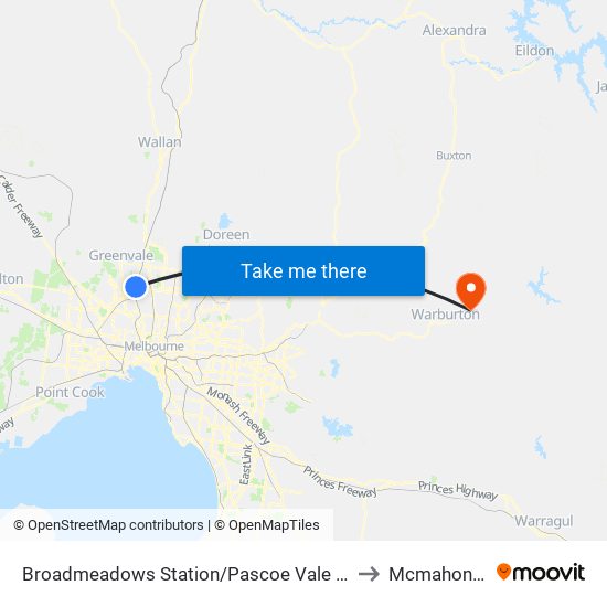 Broadmeadows Station/Pascoe Vale Rd (Broadmeadows) to Mcmahons Creek map