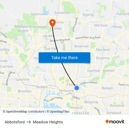 Abbotsford to Meadow Heights map