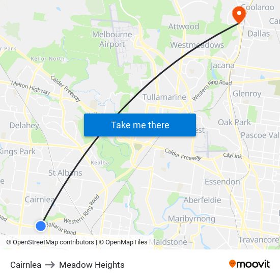 Cairnlea to Meadow Heights map