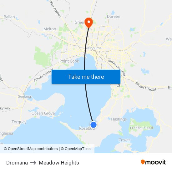 Dromana to Meadow Heights map