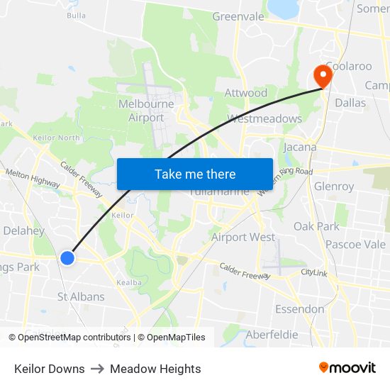 Keilor Downs to Meadow Heights map