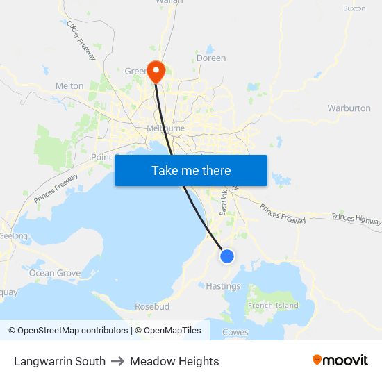 Langwarrin South to Meadow Heights map