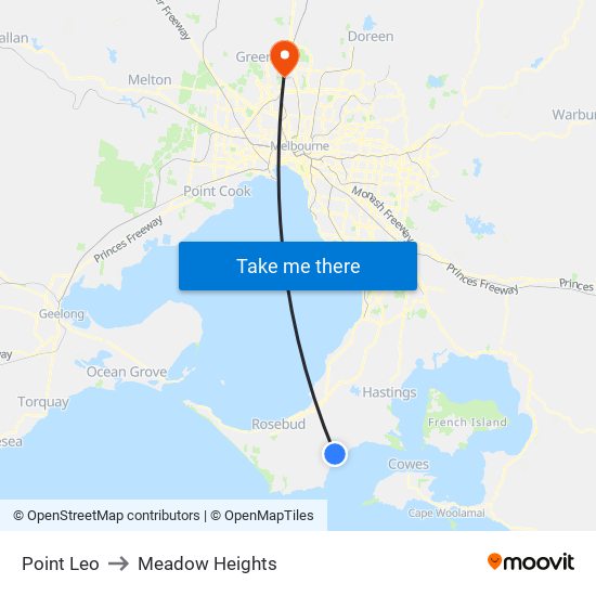 Point Leo to Meadow Heights map