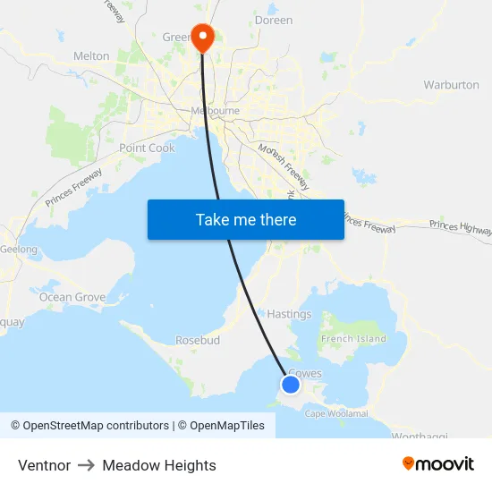 Ventnor to Meadow Heights map