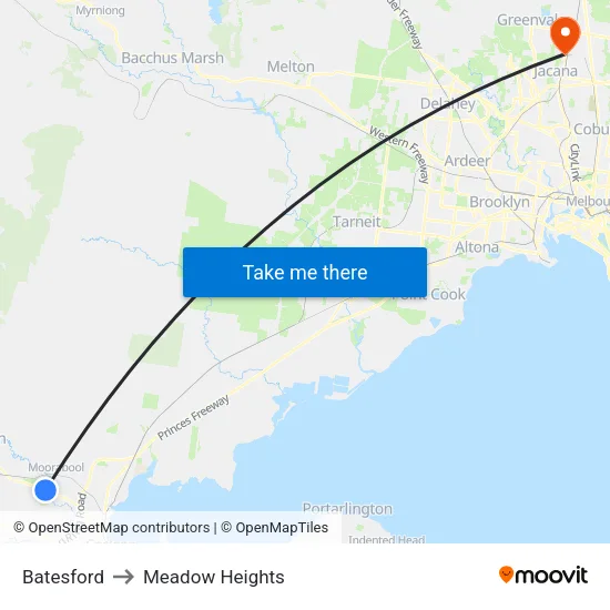 Batesford to Meadow Heights map