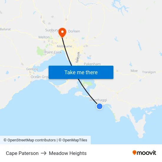Cape Paterson to Meadow Heights map