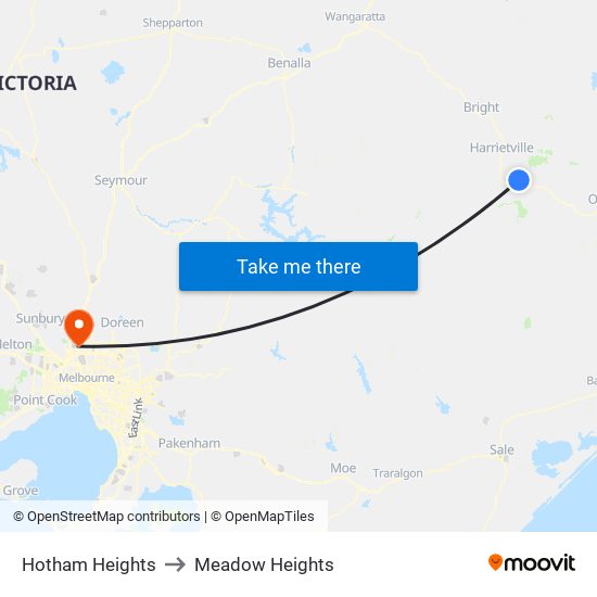 Hotham Heights to Meadow Heights map