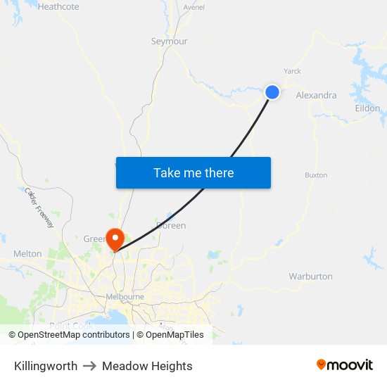 Killingworth to Meadow Heights map