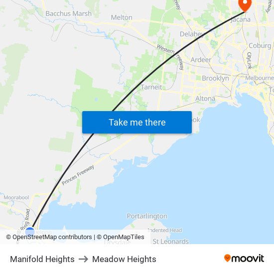 Manifold Heights to Meadow Heights map