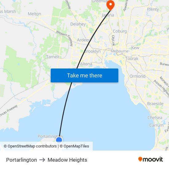 Portarlington to Meadow Heights map