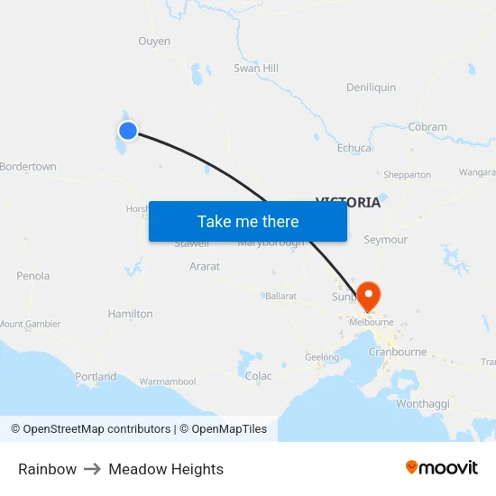 Rainbow to Meadow Heights map
