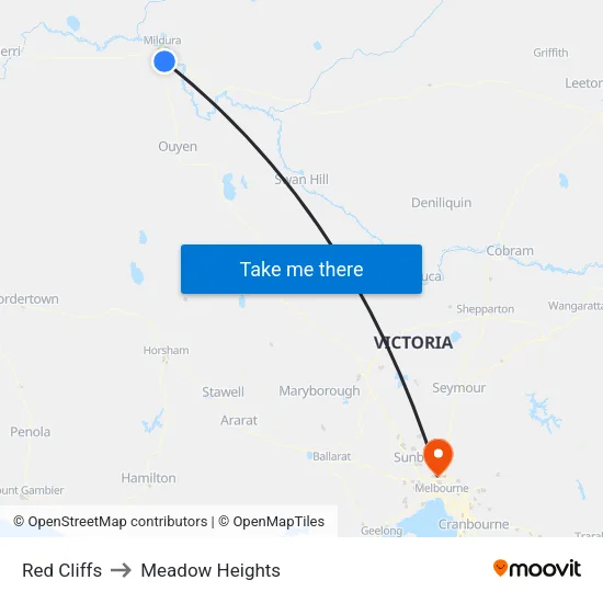 Red Cliffs to Meadow Heights map