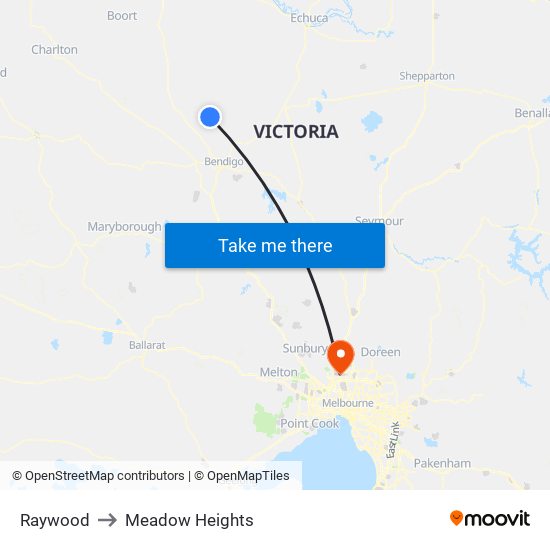 Raywood to Meadow Heights map