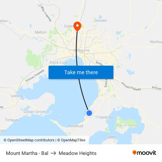 Mount Martha - Bal to Meadow Heights map