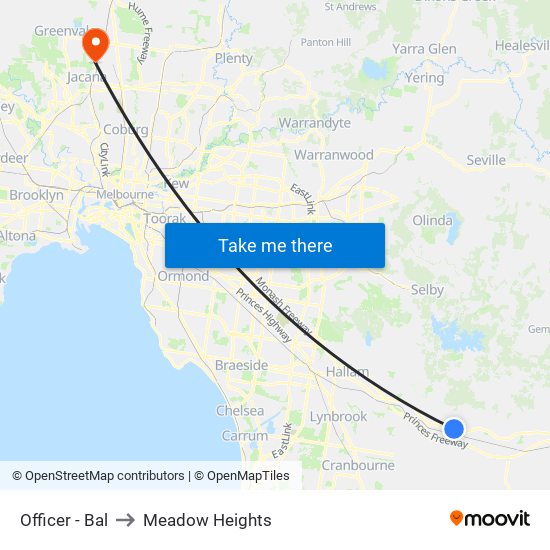 Officer - Bal to Meadow Heights map