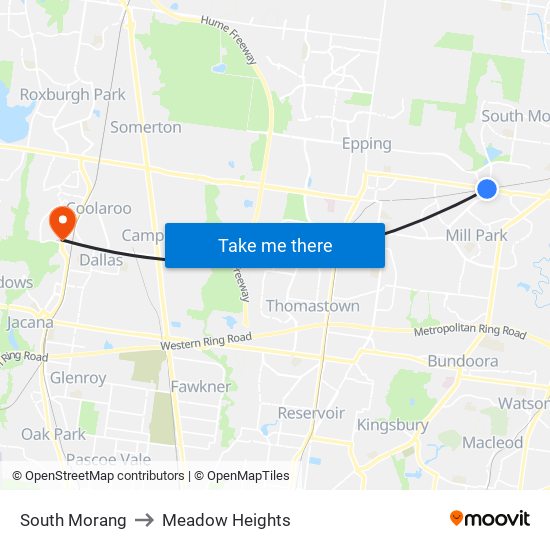 South Morang to Meadow Heights map