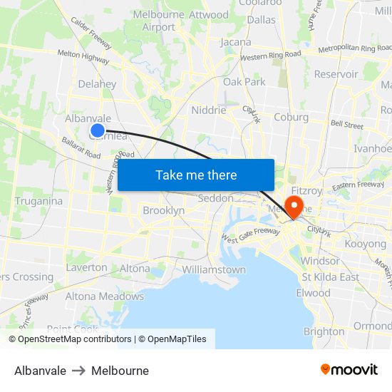 Albanvale to Melbourne map