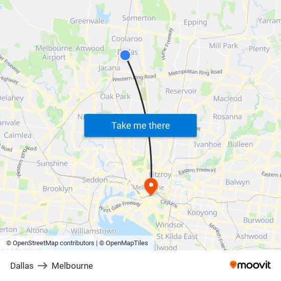 Dallas to Melbourne map